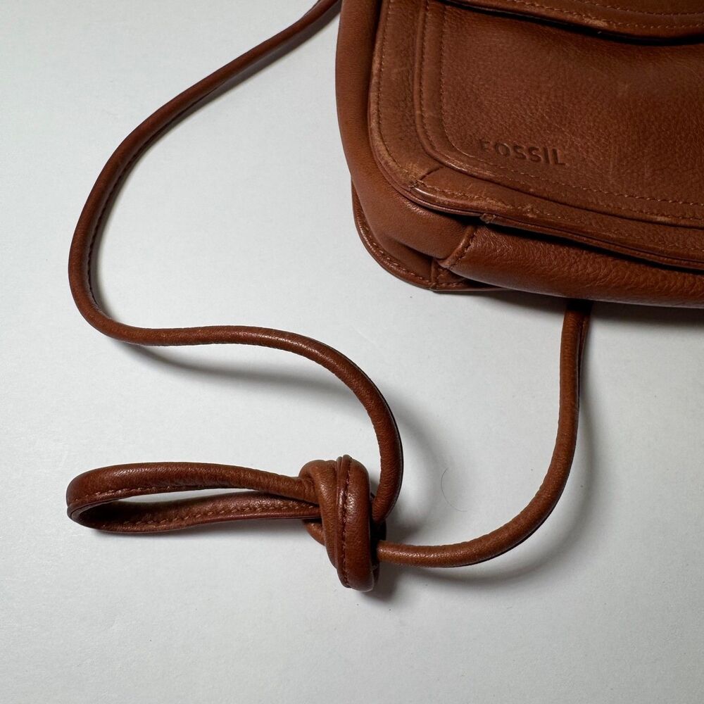 Vtg Fossil American Classic 75082 Brown Leather Crossbody Flap Bag Purse EUC - Picture 9 of 13